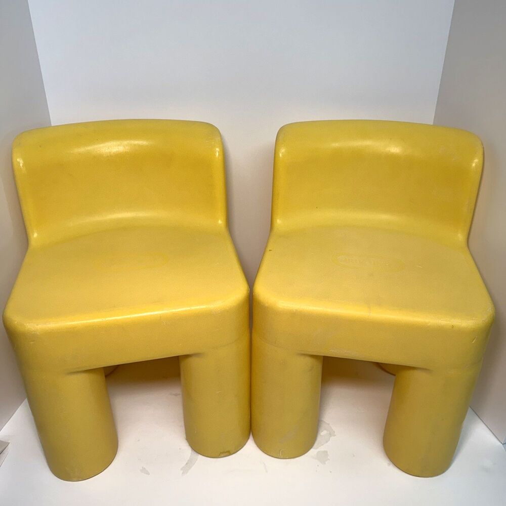 Little Tikes Chunky Chairs Lot of 2 Vintage Child Size 1977 Yellow Rare Year